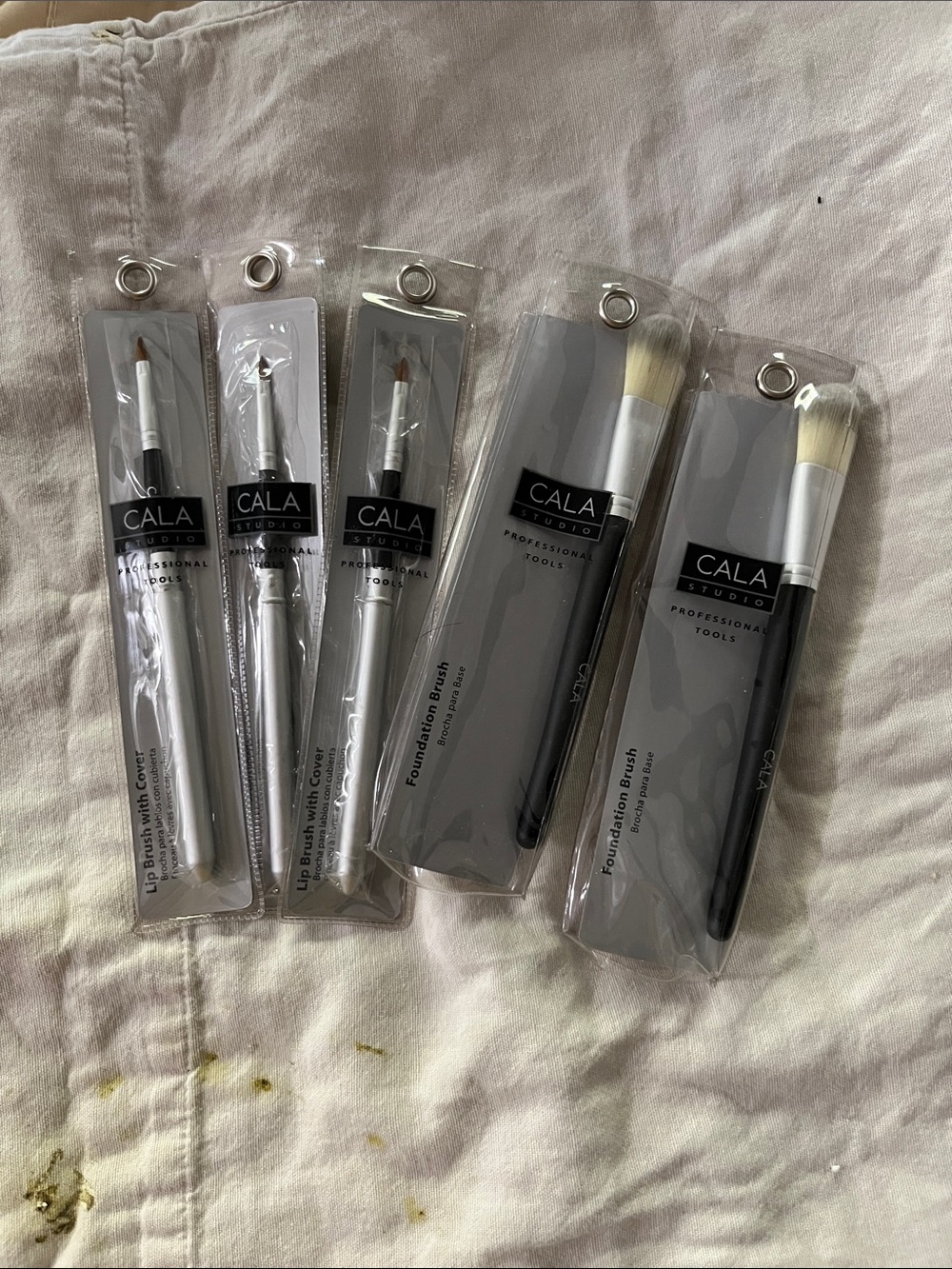CALA Studio Professional Makeup Brushes- two foundation and three lip brushes